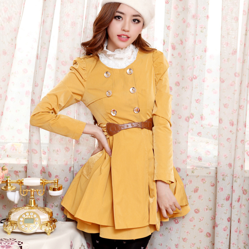 Fashion double breasted 30711009 long-sleeve gentlewomen slim trench