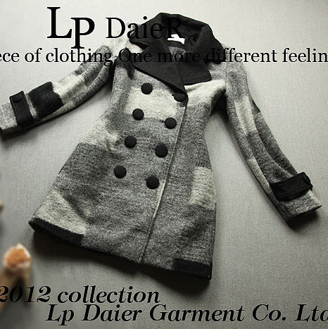 Fashion double breasted color block collar outerwear 3320