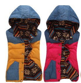 Fashion down cotton vest women hoodie tank top down coat h235 free shipping