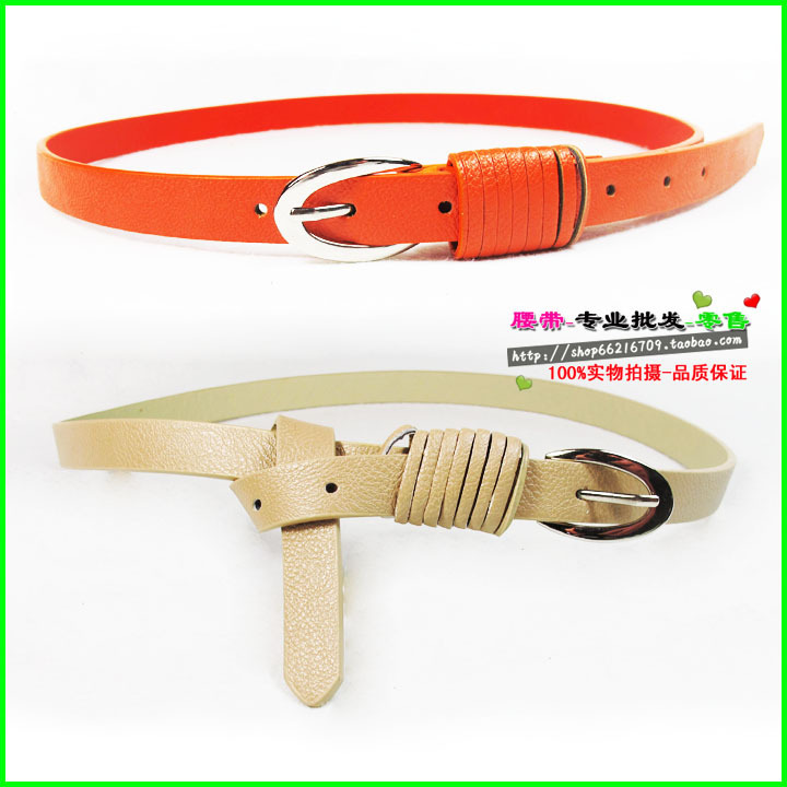 Fashion Dress Belt Candy Color Thin PU Leather Belt Ladies'  Waistband Free Shipping