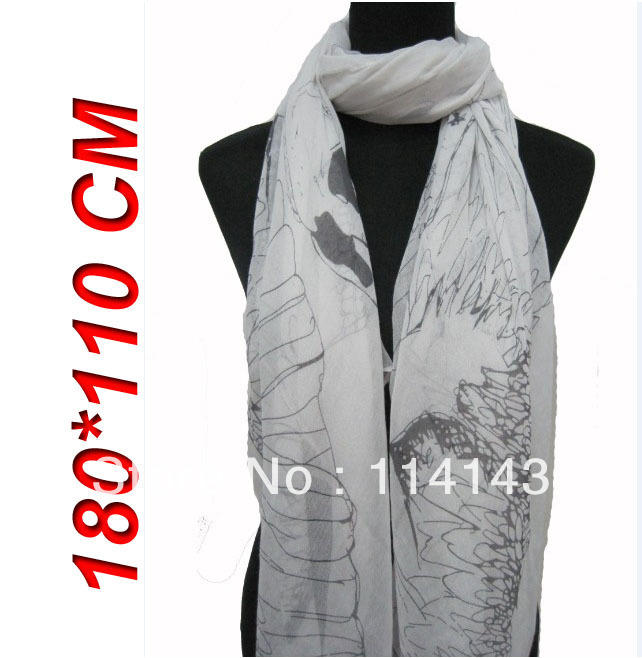 Fashion Eagle Skull Print Women's Scarf Shawl Wrap 180*110cm, Free Shipping