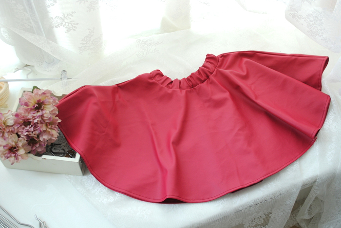 Fashion elegant elastic waist PU expansion skirt fluffy short skirt leather skirt bust skirt