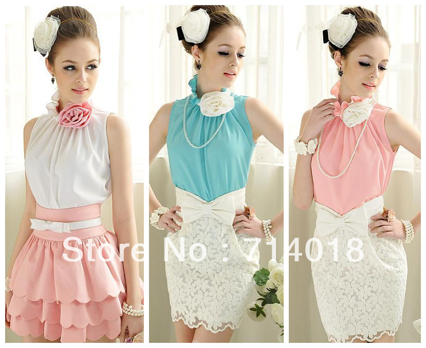 Fashion elegant flower lotus leaf stand collar sleeveless ladies shirt, profession OL women's blouse, free shipping