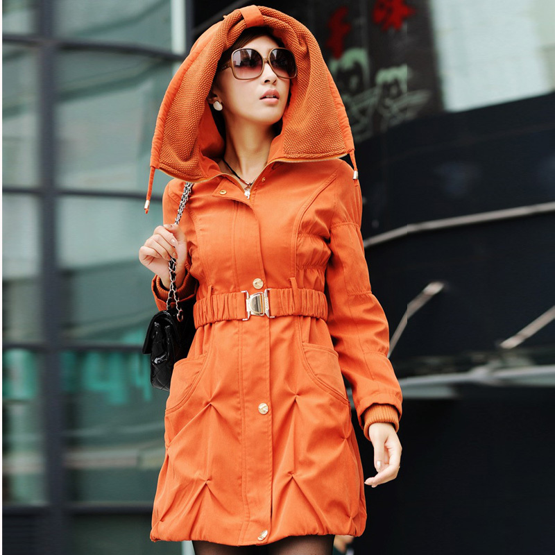 Fashion elegant slim autumn women's 2012 with a hood cap single breasted trench outerwear