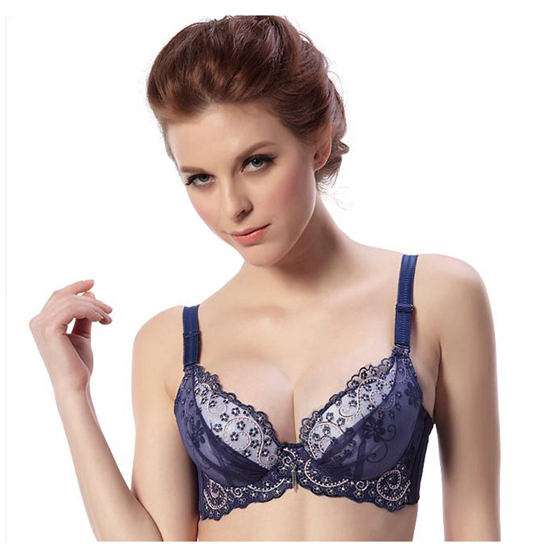 Fashion embroidered lace push up bra adjustable underwear