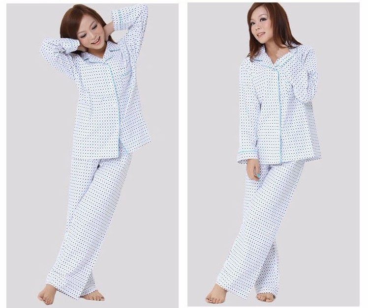 Fashion end of a single light color dot 100% cotton plus velvet autumn and winter lounge women's sleep set Size fits all