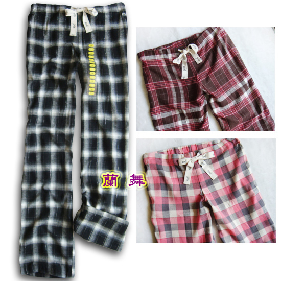 Fashion end of a single loose 100% cotton plaid paragraph trousers lounge pants pajama pants lovers pants