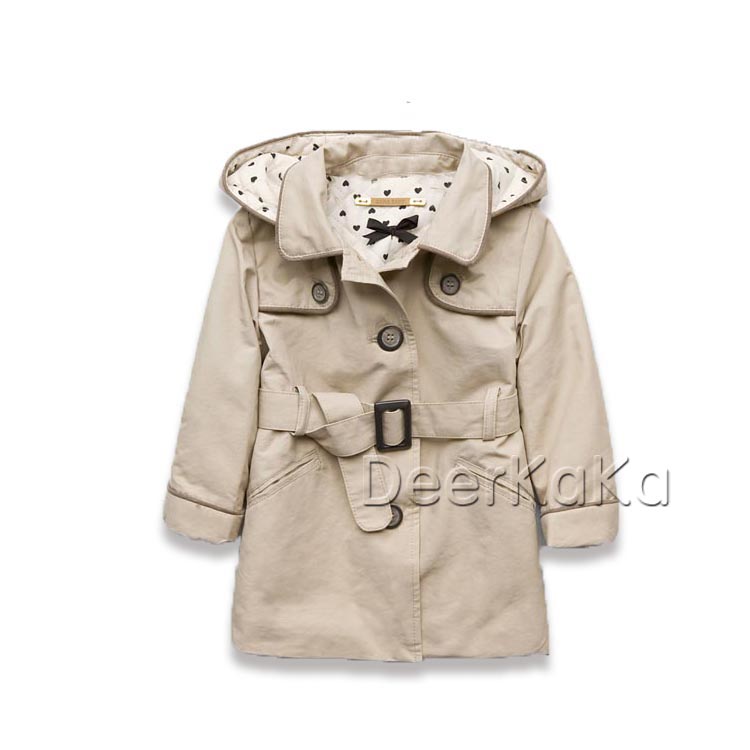 Fashion fashion children's clothing cotton-padded cap belt paragraph female child trench outerwear 2