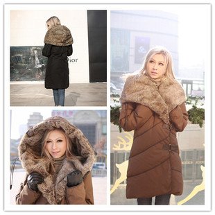 Fashion fashion down coat slim large fur collar luxury star style