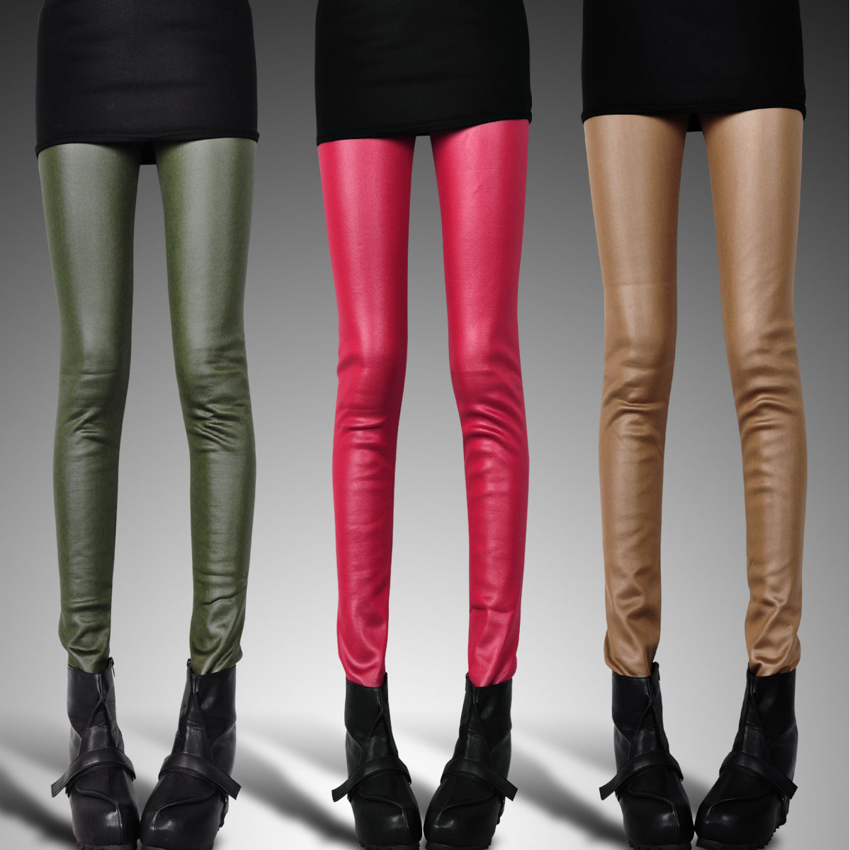 Fashion faux leather pants plus velvet female multicolour leather trousers plus velvet matte faux leather legging warm boots