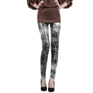 Fashion faux leather pants vintage legging dot light pattern women's legging