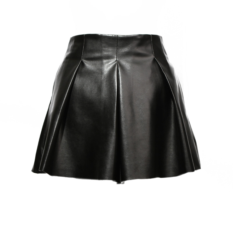 Fashion faux leather pleated short skirt leather short skirt leather skirt bust skirt pleated skirt winter skirt
