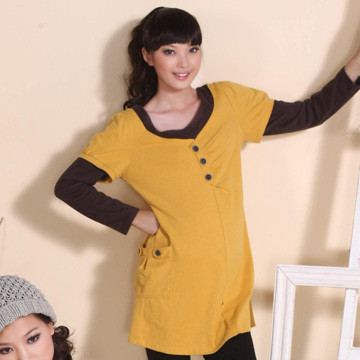 Fashion faux two piece autumn and winter maternity clothing casual maternity top
