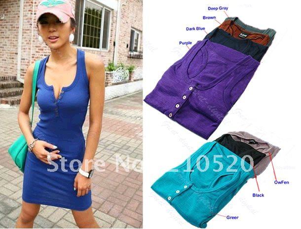 Fashion Five Buckle Strander Long Vest Tight Skirt Sports Style Grows Sleeveless