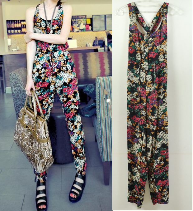 Fashion Flowerier multicolour Harnesses Jumpsuits Free shipping