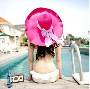 fashion Foldable Wide Large Brim Floppy sun hat for women,Summer beach straw hats,caps,multicolor,free shipping