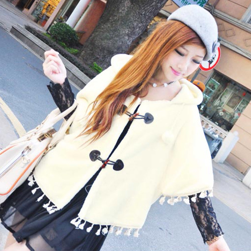 Fashion Free Shipping  Women's 2012 Slim Vest Horn Button Wool Outerwear Coat