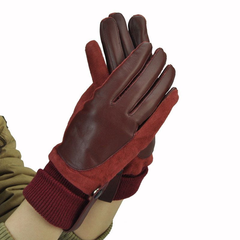 Fashion full genuine leather women's gloves sheepskin winter thermal lovers design 217