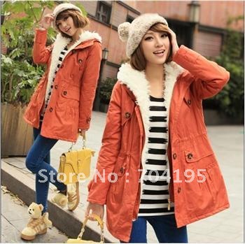 Fashion Fur collar  wadded jacket   winter outwear   women's overcoat