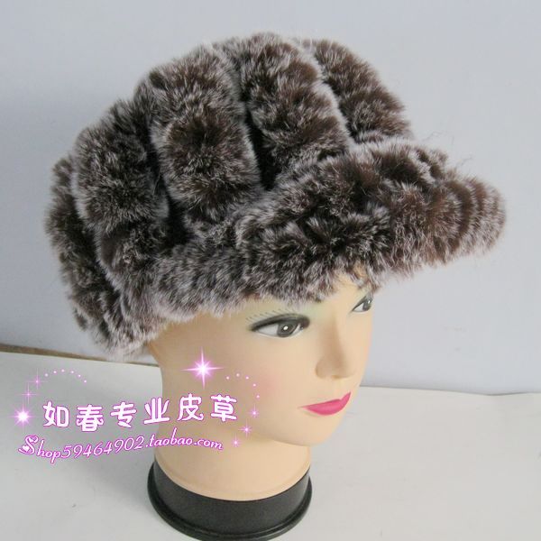 Fashion fur hat women's visor rex rabbit hair fur hair band crownless cap
