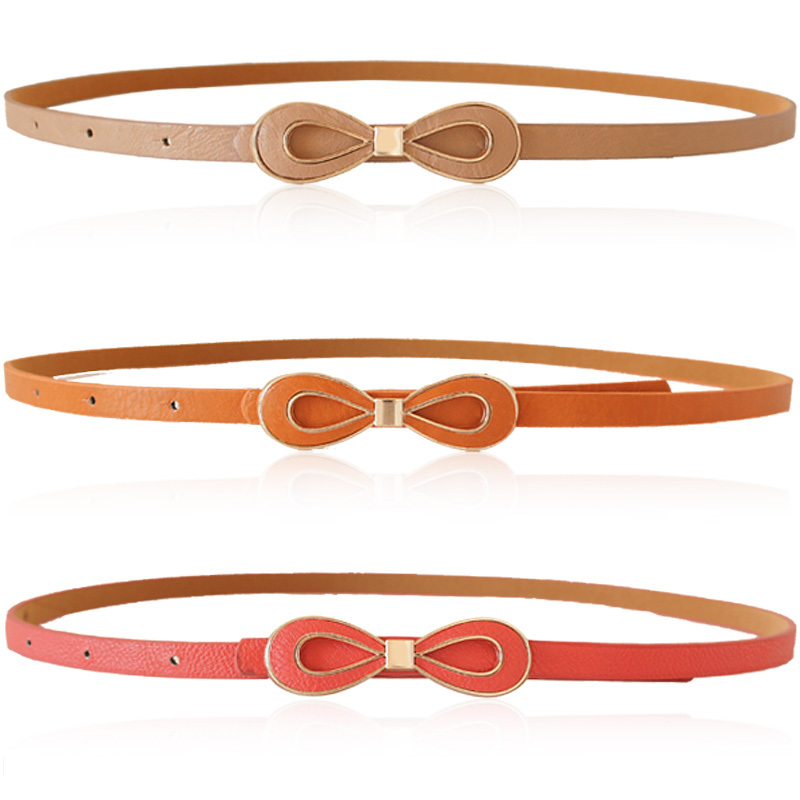 Fashion genuine leather bow buckle women's decoration thin belt strap Women yf353