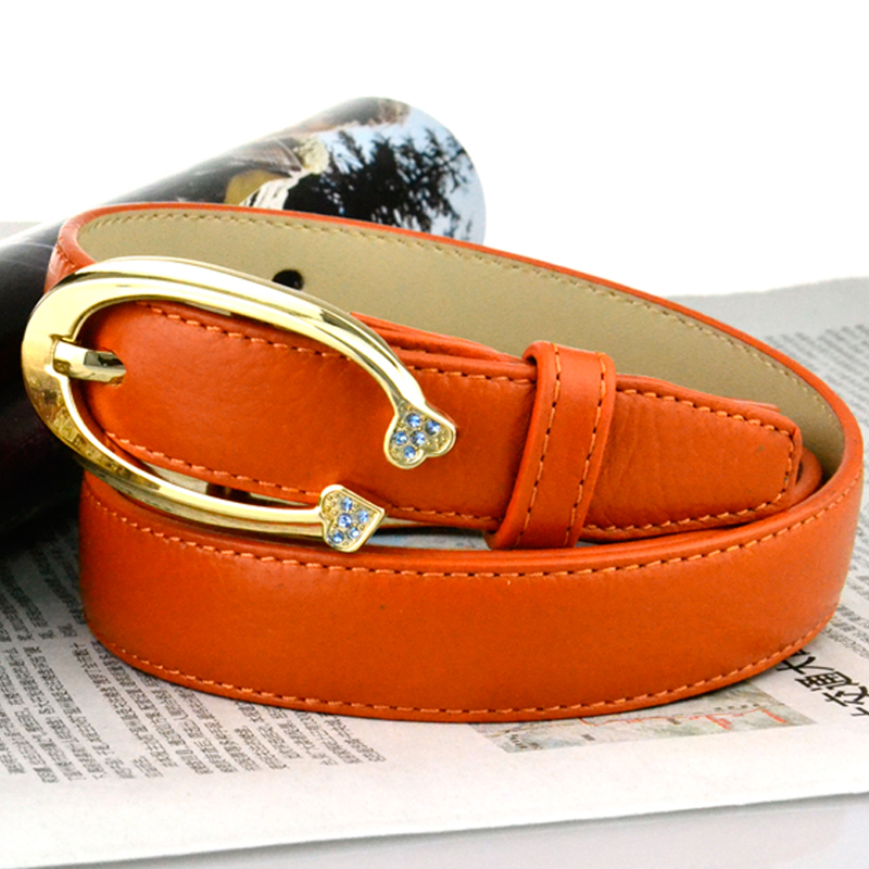 Fashion genuine leather gold agings women's strap first layer of cowhide women's belt crocheters