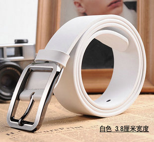 Fashion genuine leather male strap casual all-match women's belt white pin buckle