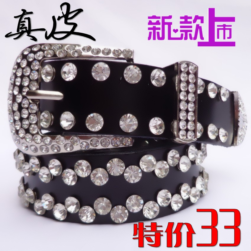 Fashion genuine leather strap Women rhinestone a women's belt full rhinestone diamond crystal with diamond strap