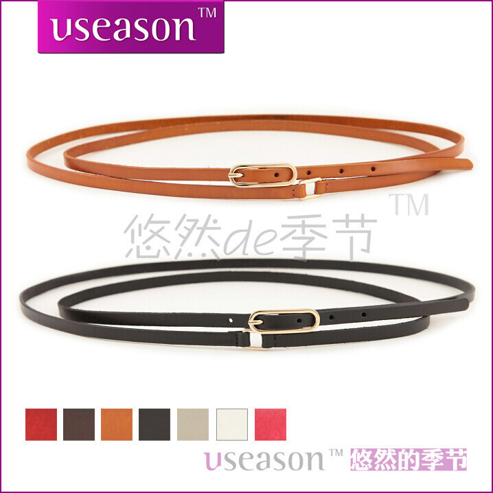 Fashion genuine leather ultrafine double-circle women's decoration belt casual all-match genuine leather strap u010 (BL003)