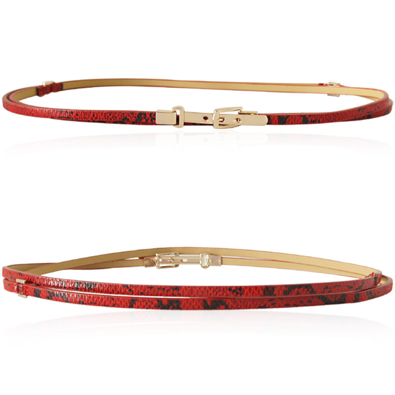 Fashion genuine leather women's ring decoration thin belt strap Women all-match yf349