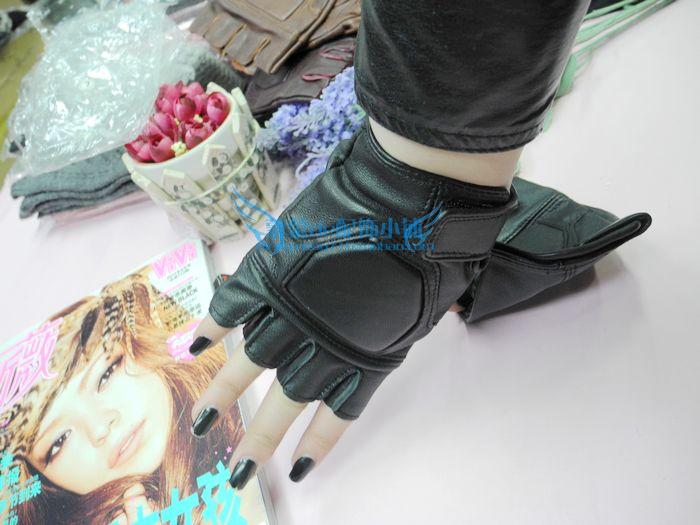 Fashion genuine leather women's semi-finger lucy refers to gloves sheepskin fashion fitness multicolor