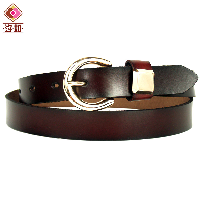 Fashion genuine leather women's strap vintage rivet decoration casual pants belt brown