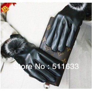 Fashion gloves leather gloves for women arrived Free shipping(16PCS)design velvet pu leather gloves!