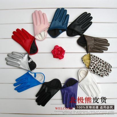 Fashion gloves multicolor faux leather gloves half glove