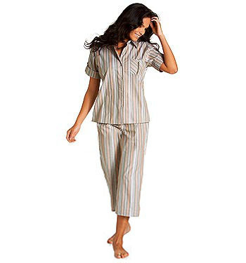 Fashion grey 100% cotton stripe short-sleeve summer sleepwear set lounge smxl