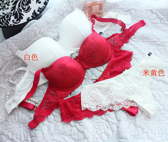 Fashion h bra set lingerie cutout lace shoulder strap cup shaping