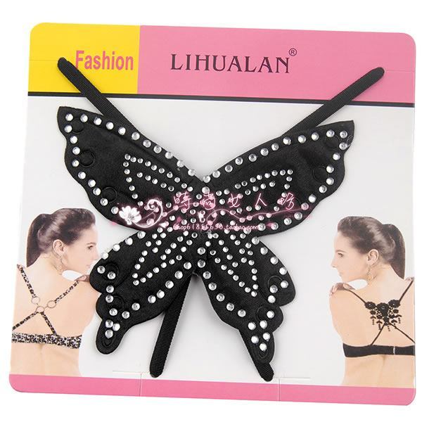 Fashion halter-neck bow suspenders underwear bra lace cutout butterfly flower diamond shoulder strap all-match