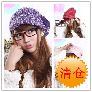 Fashion handmade knitted hat millinery flower winter warm hat