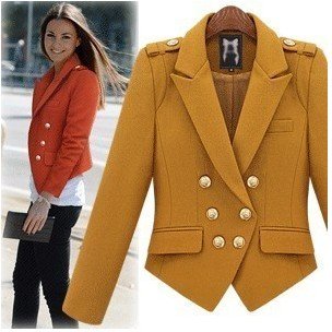 Fashion handsome epaulet shoulder pads woolen double-breasted suit collar jacket coat, Clothes Women,Jackets Women/Trench Coat