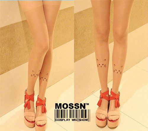 Fashion Harajuku Sexy Hosiery Lovely Cat Pattern Stocking Tights Leggings Tatoo Pantyhose