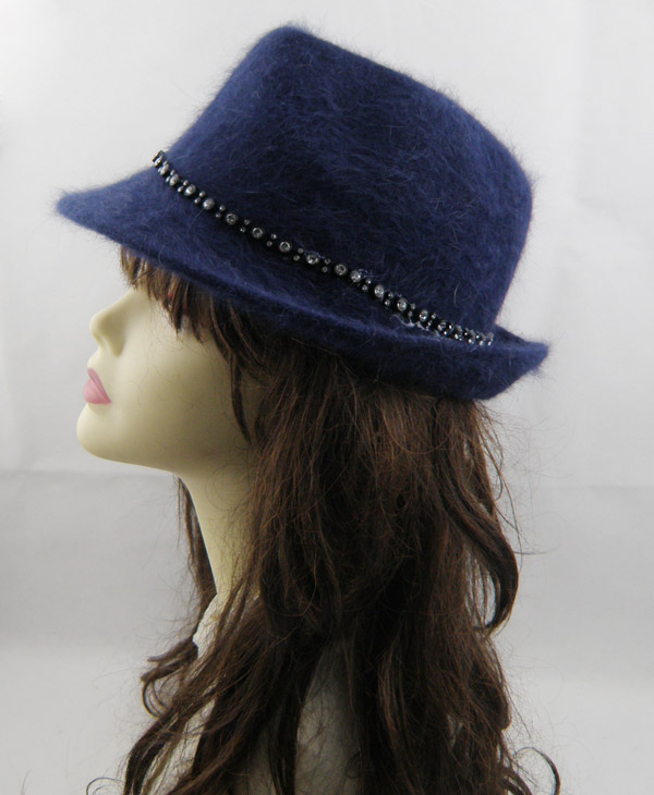 Fashion hat series women's small fedoras rabbit fur fedoras diamond decoration wenya charming