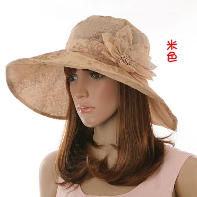 Fashion hemp small women's summer sunbonnet folding flower big along the cap