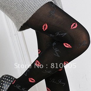 Fashion high quality stocking sexy red lips letter