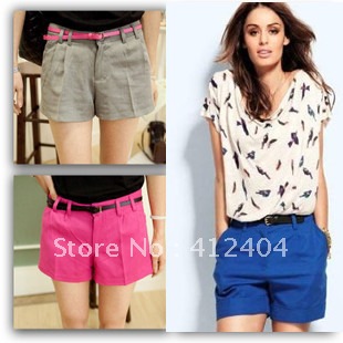 Fashion hm ! candy color casual all-match suit shorts 4 with belt