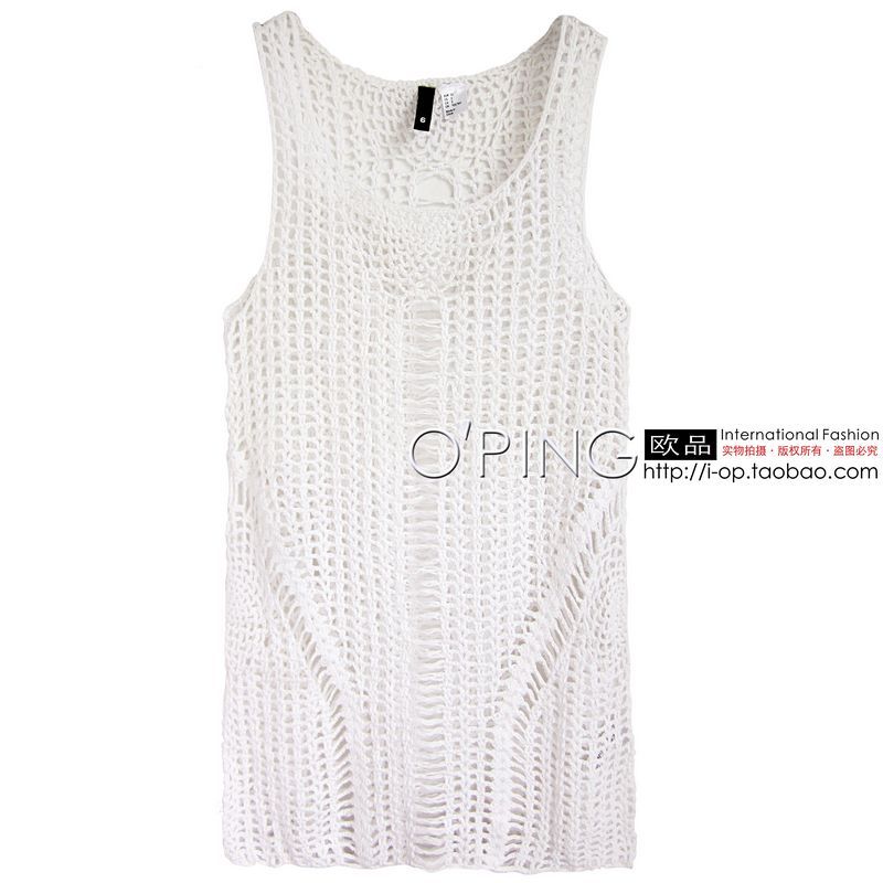 Fashion hm sexy casual cutout knitted vest style sleeveless sweater shirt plus size available