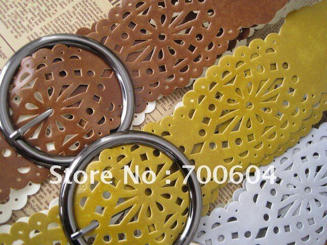 Fashion Hollow-out Women's PU Waistband lady PU leather Belt 5 pcs/lot,mixed color Free shipping