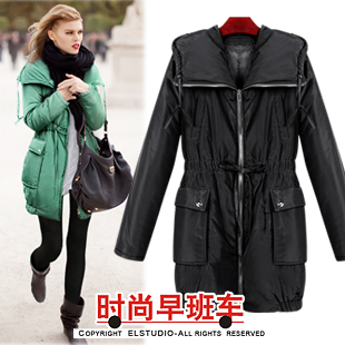 Fashion hooded winter slim medium-long down cotton-padded jacket jk635