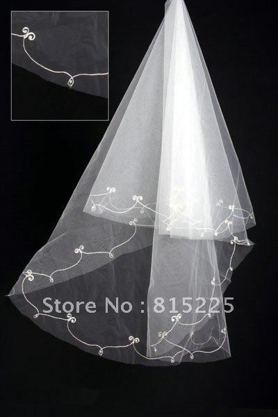 Fashion Hot Sell Wedding Accessories Bridal Veils White veils Tulle Multi Layer Short Length Veil Applique Hot sweetheart