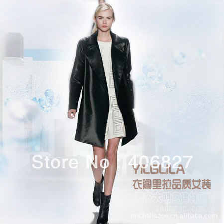 Fashion jackets PU Washed leather coats women winter fur coat women trench Black S M L 932a001