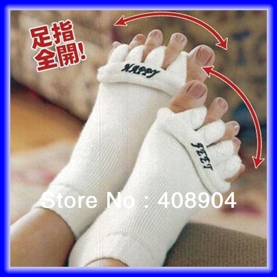 Fashion Japan style Foot Alignment Socks cotton 5 toe separator socks free shipping